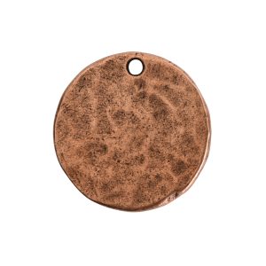 Hammered Flat Tag Small Circle Single Loop<br>Antique Copper