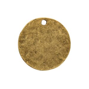 Hammered Flat Tag Small Circle Single Loop<br>Antique Gold