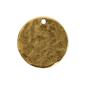 Hammered Flat Tag Small Circle Single LoopAntique Gold
