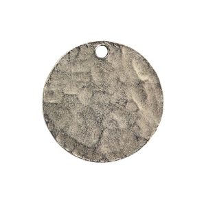Hammered Flat Tag Small Circle Single Loop<br>Antique Silver