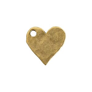 Hammered Flat Tag Mini Heart Single LoopAntique Gold