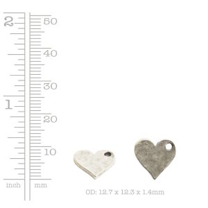 Hammered Flat Tag Mini Heart Single Loop<br>Antique Gold