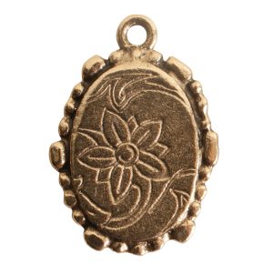 Ornate Mini Pendant Oval Single Loop Antique Gold