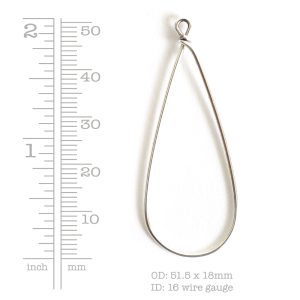 Wire Frame Large Drop<br>Sterling Silver Plate