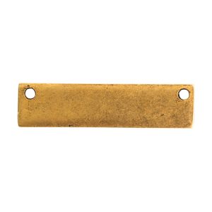 Flat Tag Small Rectangle Horizontal Double Hole<br>Antique Gold