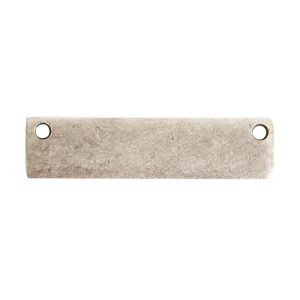 Flat Tag Small Rectangle Horizontal Double Hole<br>Antique Silver
