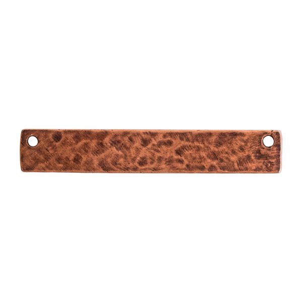Hammered Flat Tag Long Narrow Horizontal Double HoleAntique Copper