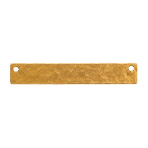 Hammered Flat Tag Long Narrow Horizontal Double HoleAntique Gold