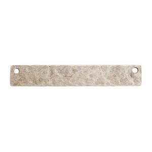 Hammered Flat Tag Long Narrow Horizontal Double Hole<br>Antique Silver