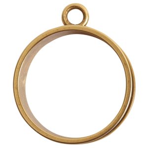 Open Bezel Channel Deep Large Circle Single LoopAntique Gold
