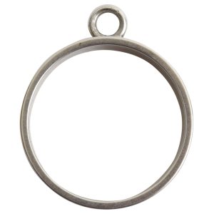Open Bezel Channel Deep Large Circle Single Loop<br>Antique Silver