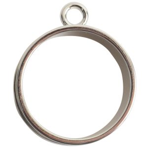 Open Bezel Channel Deep Large Circle Single Loop<br>Sterling Silver Plate