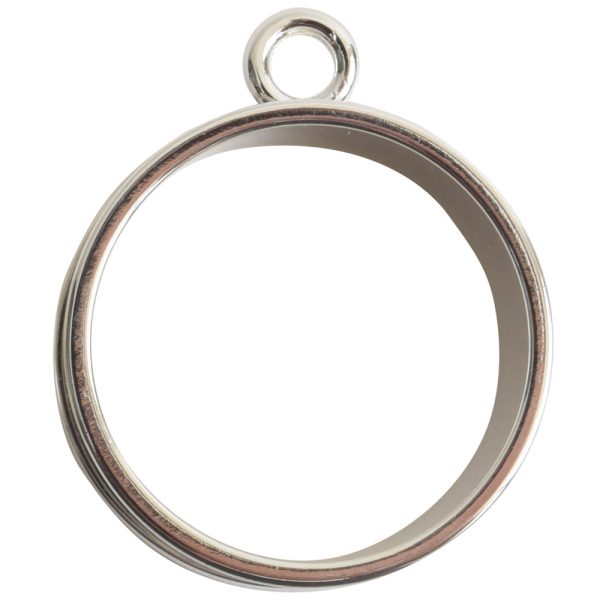 Open Bezel Channel Deep Large Circle Single LoopSterling Silver Plate