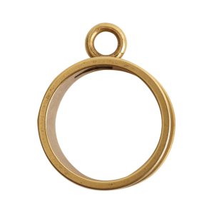 Open Bezel Channel Deep Small Circle Single Loop<br>Antique Gold