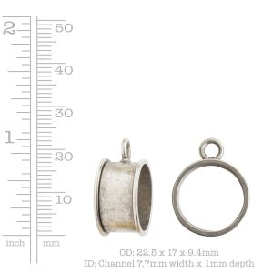 Open Bezel Channel Deep Small Circle Single Loop<br>Antique Silver