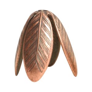 Beadcap 14mm Grande Leaf<br>Antique Copper