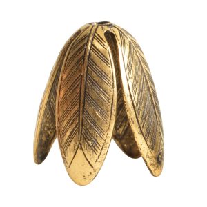 Beadcap 14mm Grande Leaf<br>Antique Gold