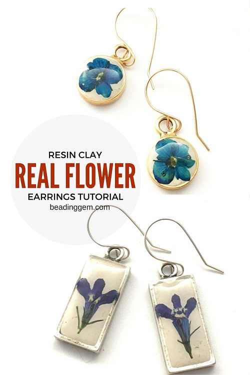 resin+clay+real+flower+earrings+tutorial
