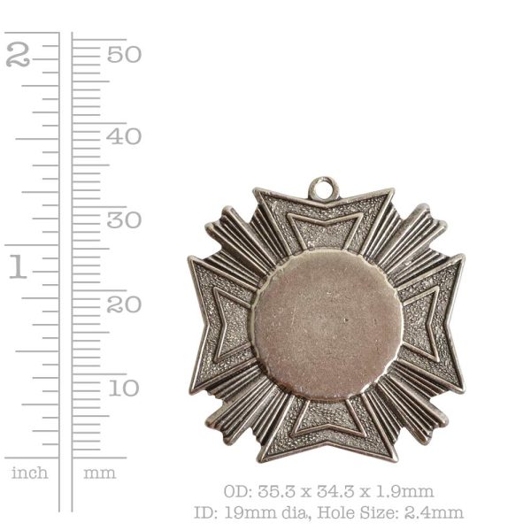Brass Medallion Grande Starburst Single LoopAntique Silver