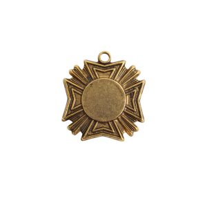Brass Medallion Mini Starburst Single Loop<br>Antique Gold