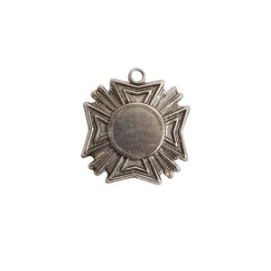 Brass Medallion Mini Starburst Single LoopAntique Silver