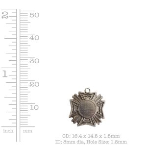 Brass Medallion Mini Starburst Single Loop<br>Antique Silver