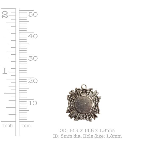 Brass Medallion Mini Starburst Single LoopAntique Copper