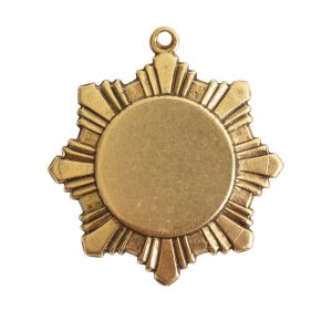 Brass Medallion Small Starburst Single Loop<br>Antique Gold