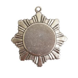Brass Medallion Small Starburst Single Loop<br>Antique Silver