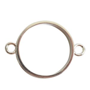 Open Bezel Channel Narrow Large Circle Double LoopSterling Silver Plate