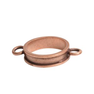 Open Bezel Channel Narrow Small Circle Double Loop<br>Antique Copper