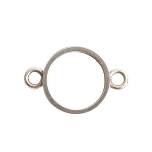 Open Bezel Channel Narrow Small Circle Double LoopAntique Silver