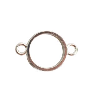 Open Bezel Channel Narrow Small Circle Double LoopSterling Silver Plate