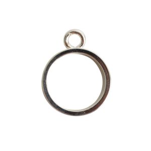 Open Bezel Channel Narrow Small Circle Single LoopSterling Silver Plate