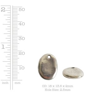 Primitive Tag Small Oval Single Hole<br>Antique Silver