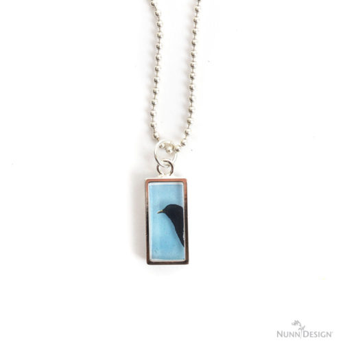 Bird Transfer Resin Pendant