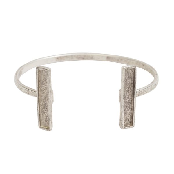 Cuff Bracelet Bezel RectangleAntique Silver