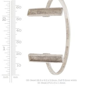 Cuff Bracelet Bezel Rectangle<br>Antique Silver