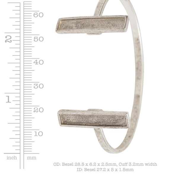 Cuff Bracelet Bezel RectangleAntique Silver