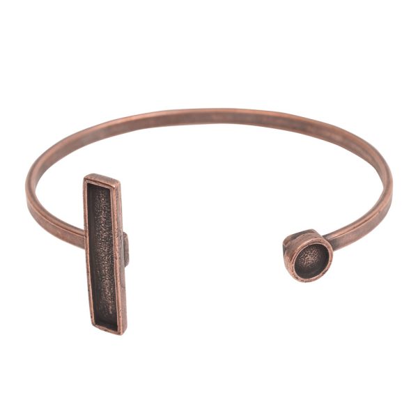 Cuff Bracelet Bezel Rectangle & CircleAntique Copper