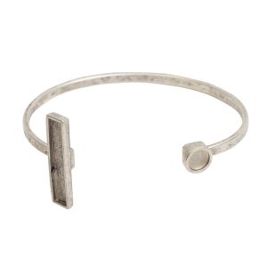 Cuff Bracelet Bezel Rectangle & CircleAntique Silver