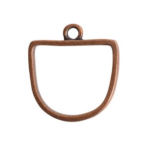 Open Pendant Half Oval Single Loop<br>Antique Copper