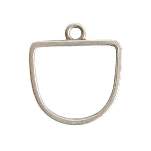 Open Pendant Half Oval Single Loop<br>Antique Silver