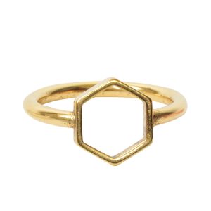Ring Open Frame Itsy Hexagon Size 6Antique Gold