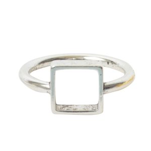 Ring Open Frame Itsy Square Size 6<br>Antique Silver