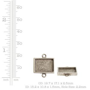 Mini Link Double Loop Rectangle Horizontal<br>Antique Silver