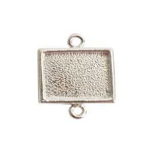 Mini Link Double Loop Rectangle HorizontalSterling Silver Plate