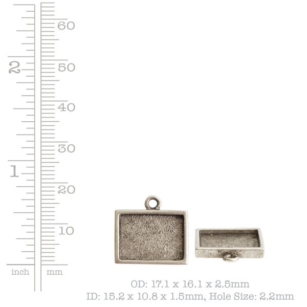 Mini Link Single Loop Rectangle HorizontalAntique Silver