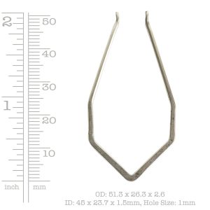 Wire Frame Open Diamond Long Double Hole<br>Anitque Silver