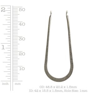 Wire Frame Open Horseshoe Long Double Hole<br>Anitque Silver